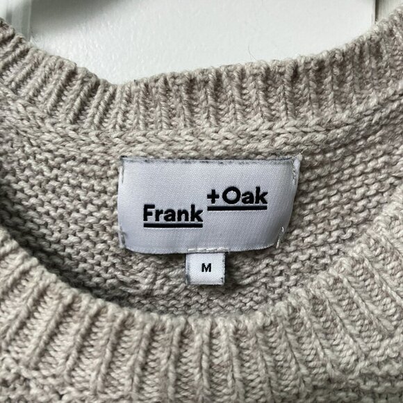 Frank & Oak Sweater Mens M Oatmeal Cotton Blend Long Sleeve Crewneck Neutral - Picture 2 of 6